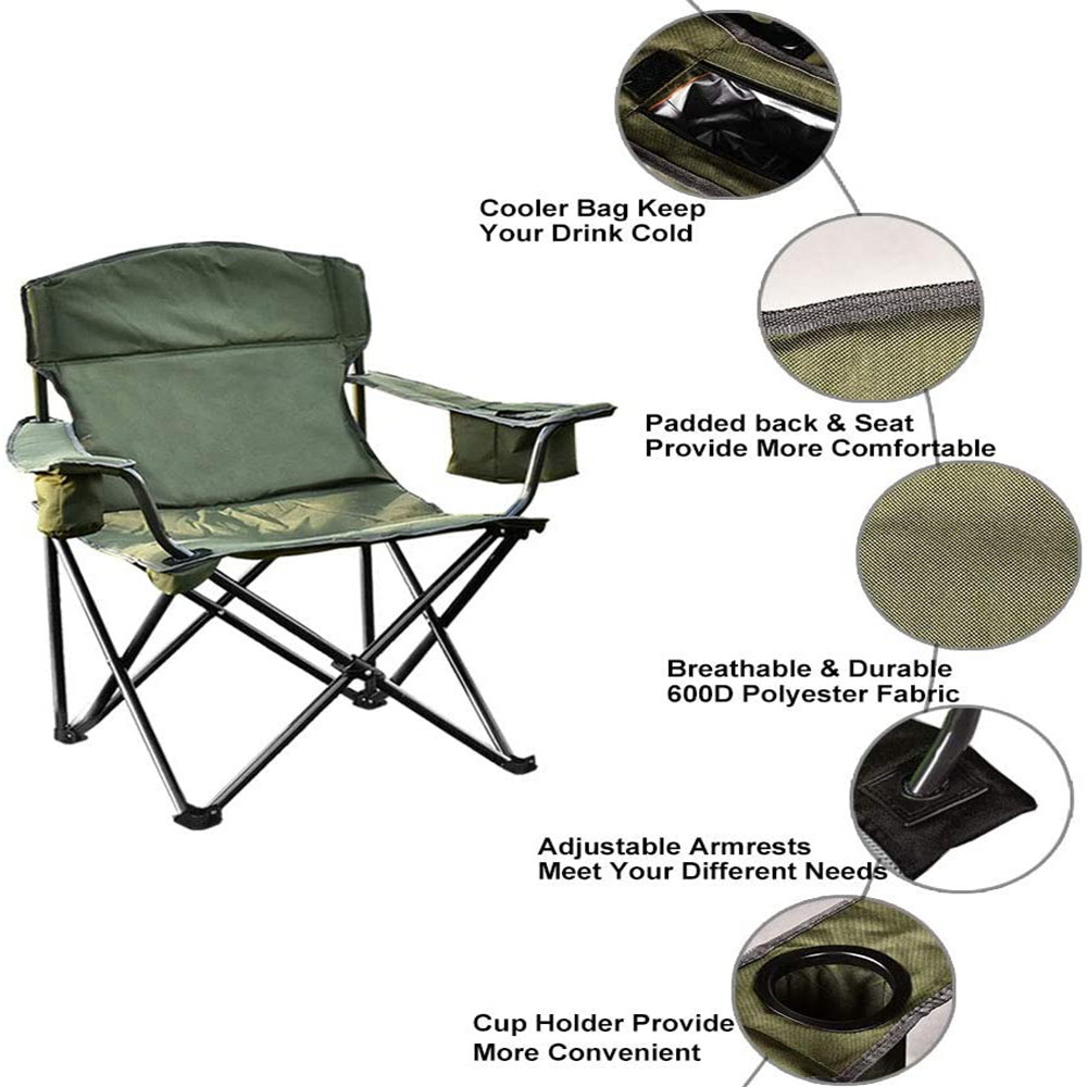 Folding Camping Chair with Cooler, Ultralight Outdoor Portable Chair with Cup Holder and Carry Bag, Padded Armrest Camping Chair, Collapsible Lawn Chair for BBQ, Beach, Hiking, Picnic, TE095 - image 4 of 7