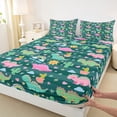thumbnail image 4 of Erosebridal Cute Cartoon Dino Bed Sheets,Wild Animal Dinosaur Tropical Botanical Cactus King Sheets For Boys Teens 4-Piece, 4 of 6