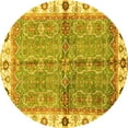 thumbnail image 1 of Ahgly Company Machine Washable Indoor Round Oriental Yellow Traditional Area Rugs, 5' Round, 1 of 4
