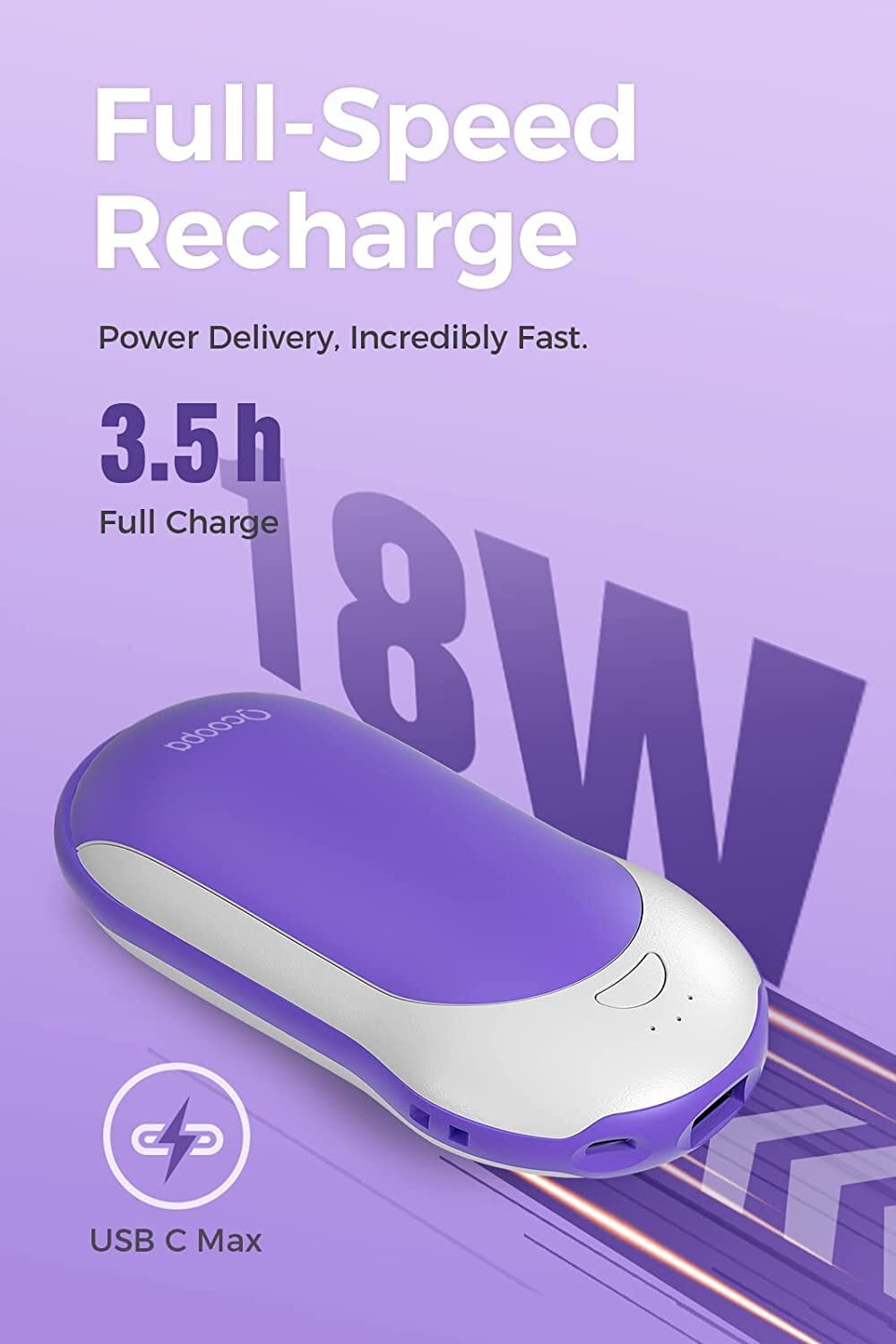 OCOOPA Chauffe Main Rechargeable Batterie Détachable, 10000mAh