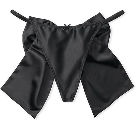 

Victoria s Secret Dream Angels Satin Bow V-String Panty Black Size Large NWT