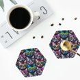 thumbnail image 5 of Honeii Happy Kitten Faces Print Leather Coaster Set of 6, Ideal for Safeguarding Your Furniture from Drinks Spills and Effortless Cleanup,Hexagon, 5 of 7