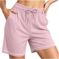 thumbnail image 6 of Feancey Sleep Shorts for Women with Pockets Soft Straight Leg Pajama Shorts Drawstring Elastic Waist Pj Shorts Comfy Lounge Bottoms Watermelon Red L, 6 of 8