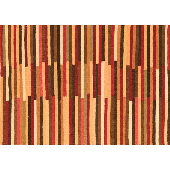 Ahgly Company Indoor Rectangle Abstract Orange Contemporary Area Rugs, 4' x 6'
