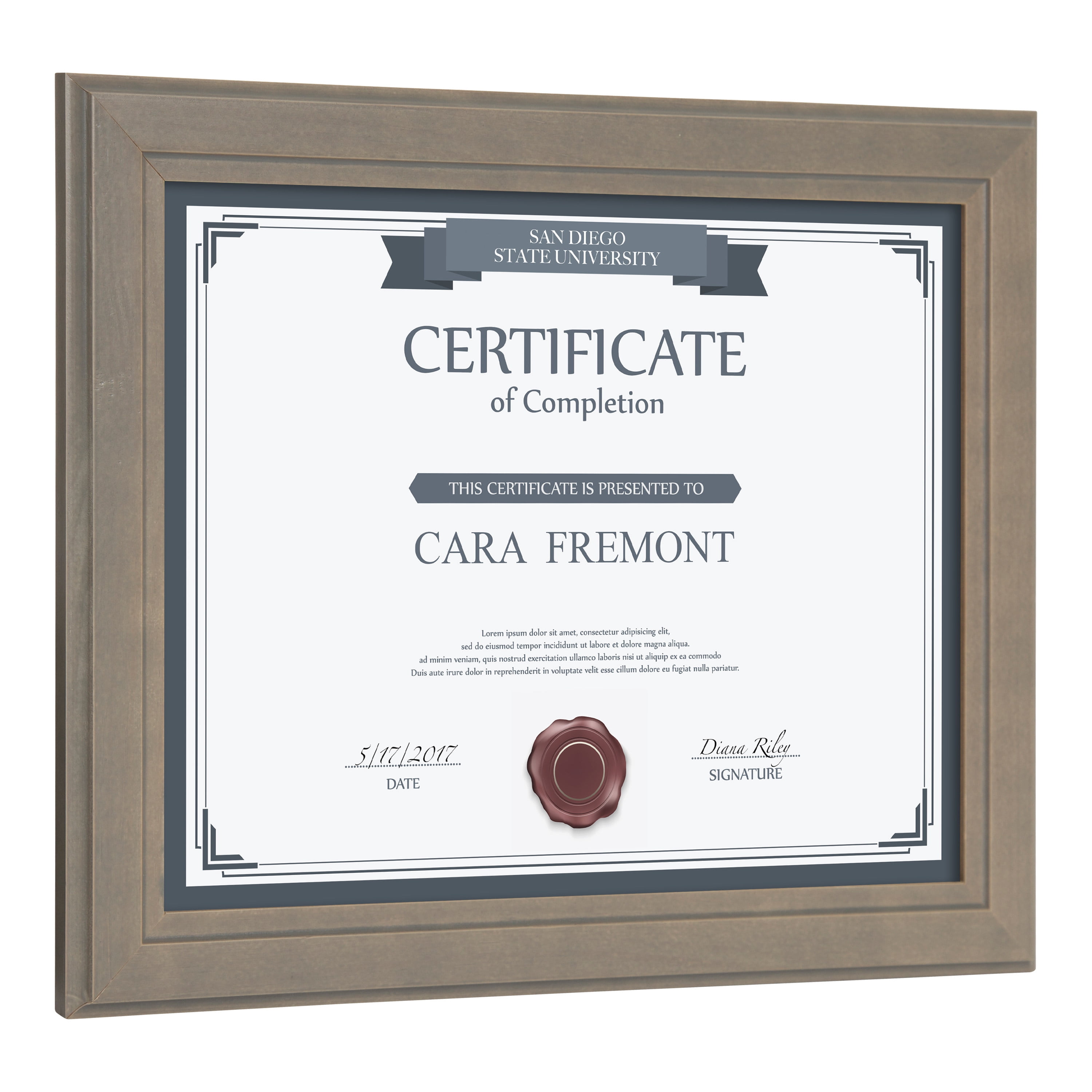 DesignOvation Kieva Solid Wood Document Frames, Gray 8.5x11, Pack of 6