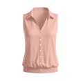 thumbnail image 7 of ClodeEU Women's Lapel Collar V Neck Sleeveless Button Down Blouse,Casual Loose Shirt With Stretch Hem Pink,Women's Plus XL, 7 of 7