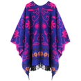 thumbnail image 2 of Women's Fashionable Retro Style Vintage Pattern Tassel Poncho Shawl Cape (Series1-pink), 2 of 2