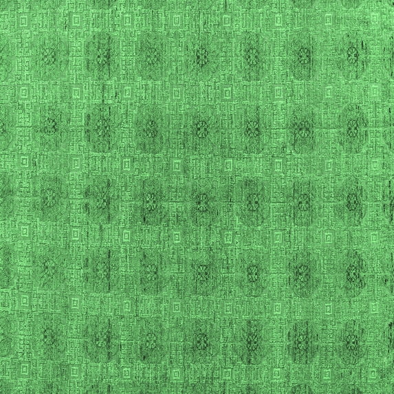 Ahgly Company Indoor Square Abstract Emerald Green Modern Area Rugs, 7' Square