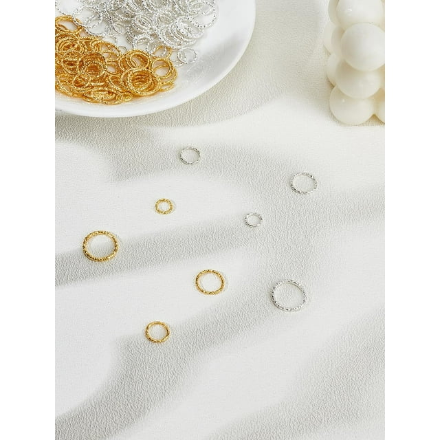 192 piezas de 8 estilos de anillos de salto abiertos de aleación dorados y plateados, anillos de salto abiertos de enlace dorado