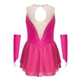 thumbnail image 4 of renvena Kids Girls Shiny Rhinestone Figure Ice Roller Skating Ballet Dance Dress Gymnastic Leotard Hot Pink 12, 4 of 7