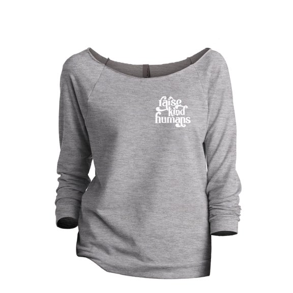 Raise Kind Humans Women's Fashion Slouchy 3/4 Sleeves Raglan Lightweight Sweatshirt Sport Grey Large
