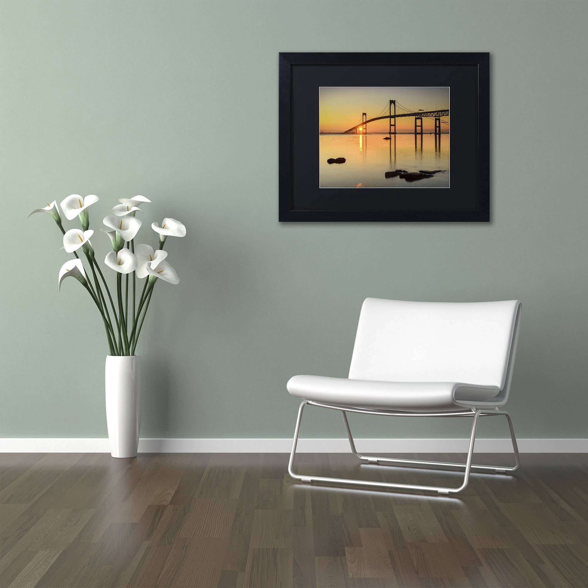 Trademark Fine Art "Newport Morning" Canvas Art by Michael Blanchette Photography Black Matte, Black Frame