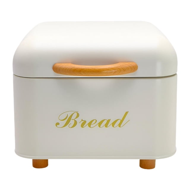 Panera Bandeja de Pan Contenedor para Pan Caja de Pan Fácil de Limpiar con Tapa Abatible y Asa de Madera Adecuada para Almacenar Pan Dulces Snacks