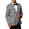 thumbnail image 4 of BLAZER DE FIESTA PARA HOMBRE INSPIRADOR CON ESTAMPADO DE ANIMALES, CHAQUETA LIGERA CON SOLAPA DE PICO, NEGRO Y BLANCO, 4 of 6
