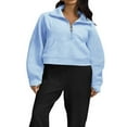 thumbnail image 3 of Pull Col en Molleton Doublé à Capuche pour Femmes 1/2 Sweat-Shirts à Fermeture Éclair à Manches Longues, 3 of 4