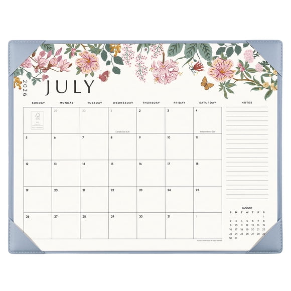 Calendario de escritorio Cabbrix 2026 con alfombrilla de escritorio de 22 x 17 cm, color azul floral