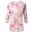 thumbnail image 5 of Ladies 3/4 Sleeve Fashion Tops Halloween V Neck Fall Outfits Pumpkin Print Shirts, 5 of 6