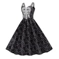thumbnail image 2 of fheaev Medieval Dress For Women Retro Renaissance Gothic Sleeveless Cutout Dress Steampunk Halloween Costume Party Prom Cocktail Swing Dress Druck Motiv Masquerade, 2 of 4