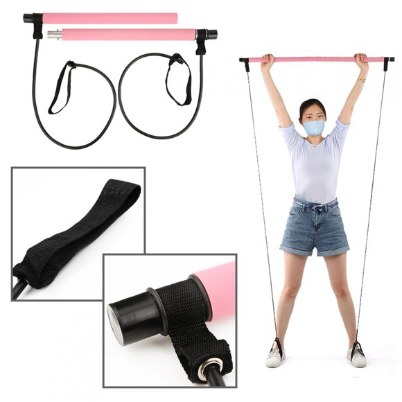 YLSHRF Pilates Stick Bar Kit With Resistance Band Yoga Exercise Bar Portable Pilates Stick For Home And Gym Bodybuilding Workout