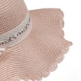 thumbnail image 5 of UTSJKR Womens Wavy Oversized Brim Straw Hat with Floral Tulip Lace Ribbon for Summer Seaside Vacation Outdoor Shoot Neighborhood Potluck Soft Elegant Accessory Pink, 5 of 6