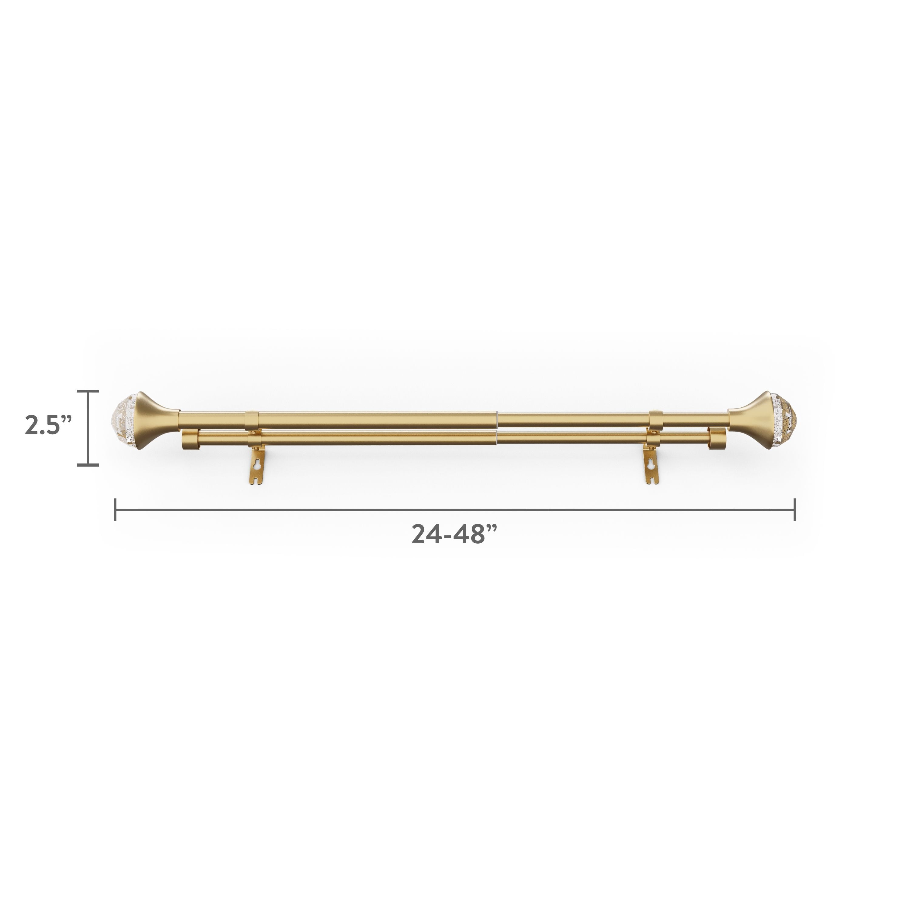 Mainstays Kids 3/4" Gold Faceted Gem Adjustable Double Curtain Rod, 28"-48"