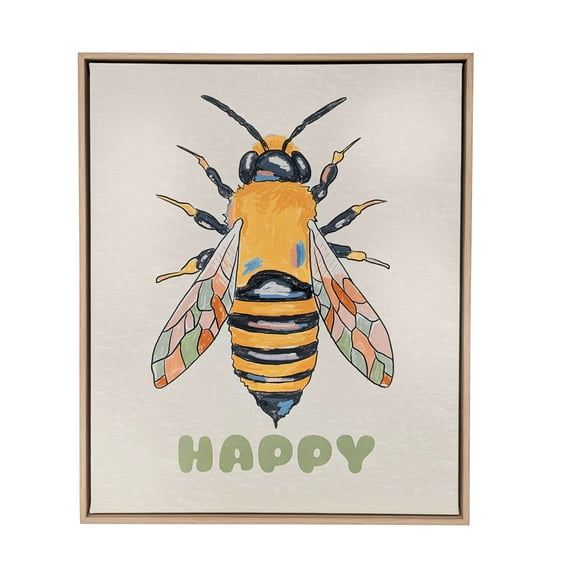 House of Happy 16x20 "Bee Happy" Kids Printed Wall Art on Canvas