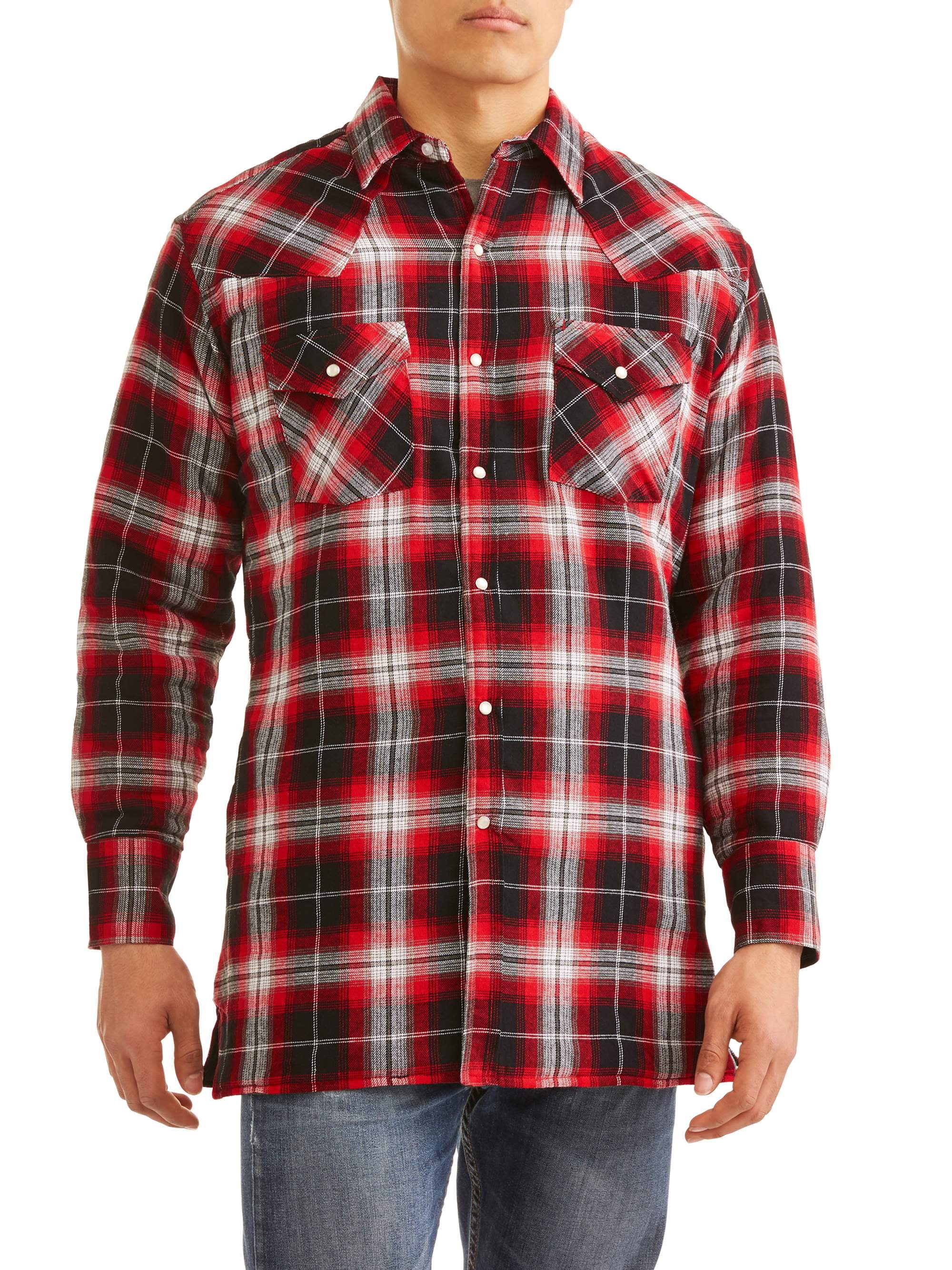 Plains Men's Long Sleeve Quilted Flannel Shirt-Jacket - Walmart.com