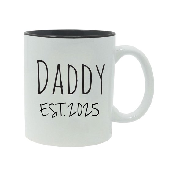 Daddy Established Est. 2025 11-Ounce Ceramic Sublimation Coffee Mug with Gift Box, Black
