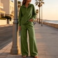 thumbnail image 6 of QQZ Wide Leg Pants 2 Piece Set For Women, Denim Long Sleeve Collared Top & Palazzo Pants Casual Outfit, 6 of 7