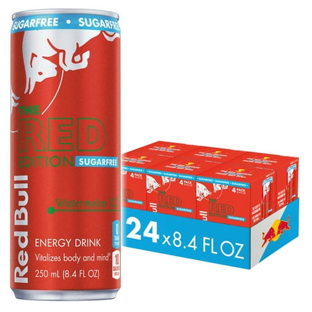 Red Bull Red Edition Sugarfree Energy Drink, Watermelon, 80mg Caffeine, 8.4 fl. oz.