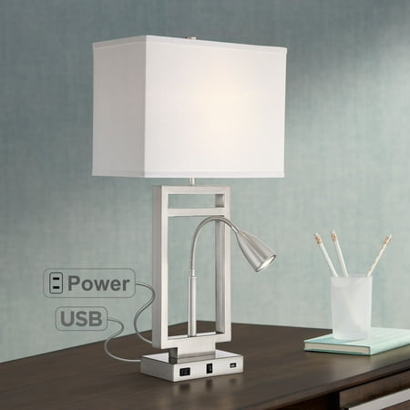 Possini Euro Design Modern Table Lamp With Usb Outlet