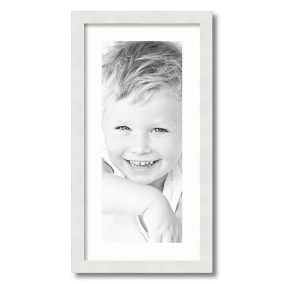 ArtToFrames 12x24" Matted Picture Frame with 8x20" Single Mat Photo Opening Framed in 1.25" Satin White Frame and 2" Super White Mat (FWM-3966-12x24)