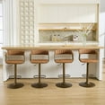 thumbnail image 4 of Dayalane Counter Height Bar Stools Set of 4, Modern Adjustable Height Barstools, Kitchen Island Chairs with PU Leather Upholstery Barrel Back for Dining Room Home Bar Patio Club, Brown, 4 of 10