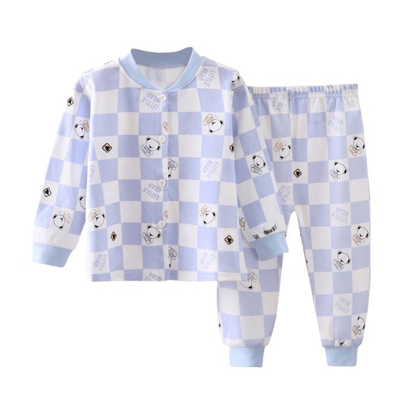 Hrsba Cotton Outfit set for Boys and Girls,Kids Print Long Sleeve Crew Neck Top and Long Pants Kids Outfit set Home Clothes