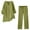 Green, variant on Women's Two Piece Outfits Short Sleeve Crew Neck Pullover Top Wide Leg Pants Lounge Set Olive Green