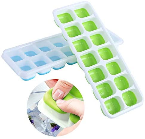 Easy-Release Silicone Flexible 14 With Lid OMorc Ice Cube Trays 4 Pack 