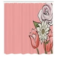 thumbnail image 2 of Ambesonne Flowers Shower Curtain, Soft Daisy Tulips and Rose, 69"Wx84"L, Blush Eggshell and Coral, 2 of 4