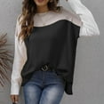 thumbnail image 6 of Womens Sweater Long Sleeve Round-Neck Solid Color Blouses Round-Neck Sweater Black M Sweater for Women, 6 of 6