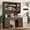 Brown, variant on 76" Tall Pantry Cabinet Kitchen Hutch w/ Sliding Glass Doors & Charging Station, Farmhouse Coffee Bar Cabinet w/ 3 Drawers & Microwave Stand