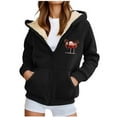 thumbnail image 4 of LEBONYARD Women's Trendy Plus Size Zipper Fuzzy Drawstring Hoodie Thicken Fleece Liner Comfy Solid Colored Long Sleeve Casual Loose Warm Jacket Coat, 4 of 5