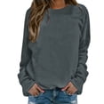 thumbnail image 2 of Women's Solid Color Crewneck Sweatshirt, Soft Long Sleeve Pullover Top with Lightweight Breathable Fabric, Comfortable Stretchy Casual Wear for Daily Loungewear and Streetwear Navy S, 2 of 5