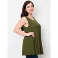 thumbnail image 4 of Made by Johnny Women's Solid Sleeveless Tunic for Leggings Swing Flare Tank Tops S-5XL Plus Size XXXXXL OLIVE, 4 of 6