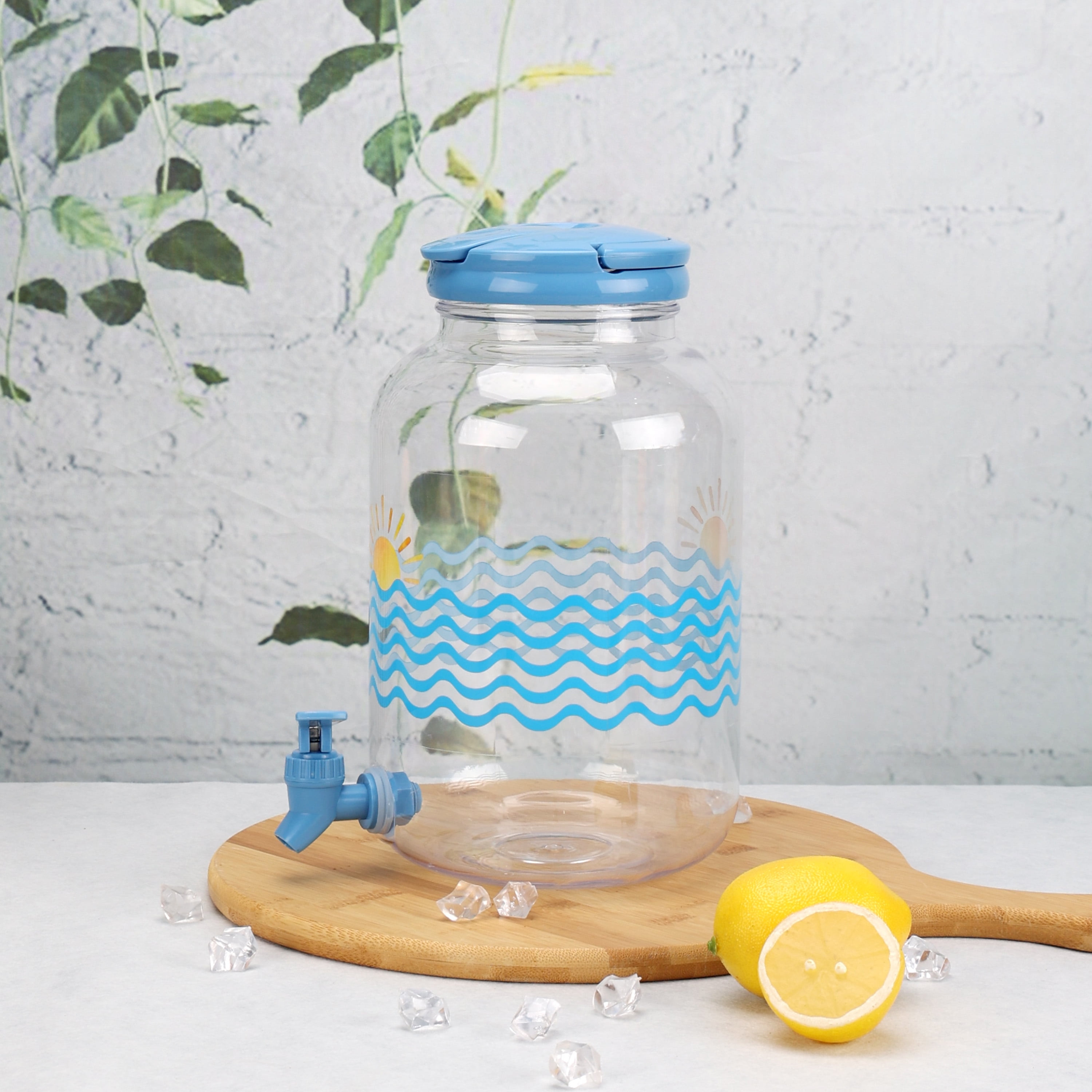 Mainstays 1.2 Gallon Acrylic Leak-Proof Beverage Dispenser, Sun Pattern
