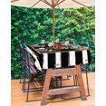 thumbnail image 4 of Outdoor Tablecloth with Umbrella Hole and Zipper Happy New Year Outdoor Tablecloths 60x84 Waterproof Table Cloths Black and White Stripes Patio Table Cloth Cover for Outdoor Tables Picnic BBQS Garden, 4 of 5