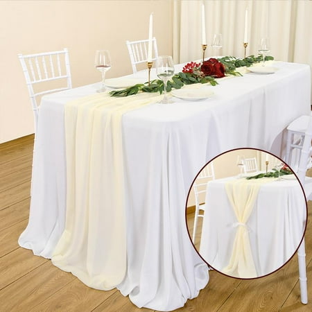 

Kreigaven Wedding Chiffon Table Runner Party Tablecloths Birthday Tablecloth Decoration Table Overlay for Scene Arch Arrangement