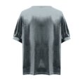 thumbnail image 5 of Laqbezok Women's Shiny Sequin Short Sleeve Top, Pullover Puff Sleeve Patchwork Blouse, Casual Sparkly Party Outfit, 5 of 6