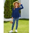 thumbnail image 4 of Arshiner Girls 2 Piece Clothing Set Floral Ruffle Hem Bell Sleeve Top and Leggings Fall Winter Outfits, 4 of 6