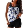 thumbnail image 2 of pstuiky Womens Swimsuit Print Crew Neck High Waist Plus Size Adaptable Two Piece Bathing Suits Swimming Suits Tankinis Chest Support with Boy Shorts Womens Swim Suits, 2 of 5