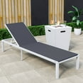 thumbnail image 2 of LeisureMod Marlin Modern White Aluminum Outdoor Patio Chaise Lounge Chair with Square Fire Pit Side Table Perfect for Patio, Lawn, and Garden (Black), 2 of 2
