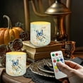 thumbnail image 2 of Kuiaobaty Retro Butterfly Peach Blossom Pattern 4 Packs Flickering Flameless LED Battery Candles Waterproof Pillar Fake Candles with Colored Light Remote for Wedding Beach Party Decor, 2 of 7